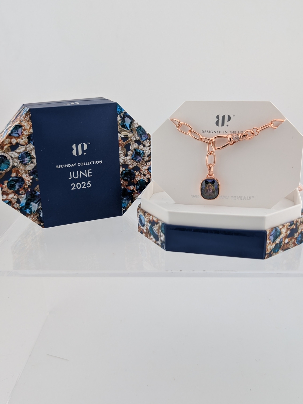 June 2025 Birthstone Rose Gold Charm Necklace